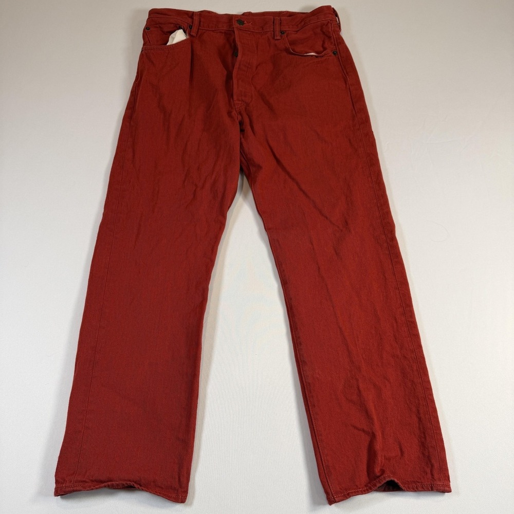 Levi's 501 XX Jeans Mens 38x32 Red Denim Button Fly Regular Fit Straight Leg